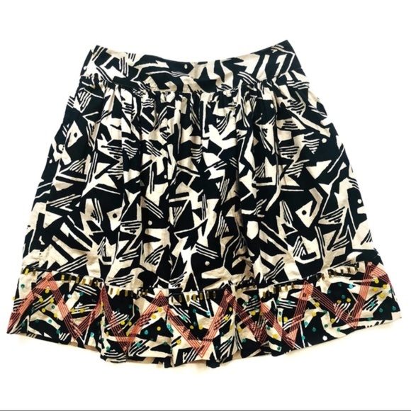 Anthropologie Dresses & Skirts - Odille Black & Cream Printed Sequin Accent Skirt